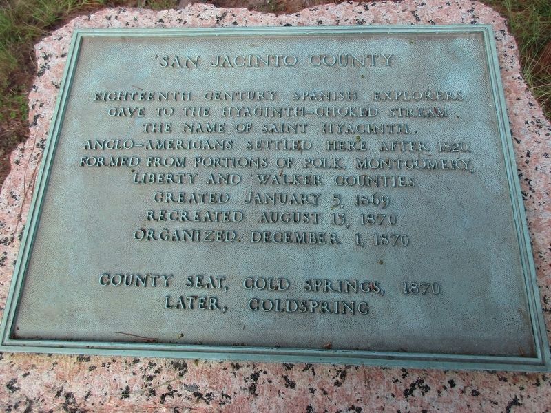 San Jacinto County Marker image. Click for full size.