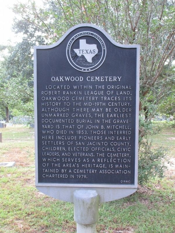 Oakwood Cemetery Marker image. Click for full size.