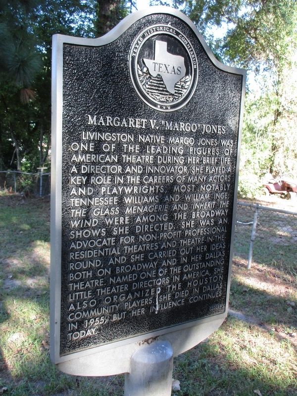 Margaret V. "Margo" Jones Marker. Click for full size. Margaret V. "Margo" Jones Marker image. Click for full size.