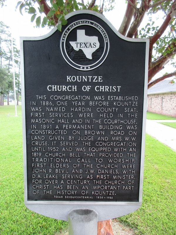 Kountze Church of Christ Marker. Click for full size. Kountze Church of Christ Marker image. Click for full size.