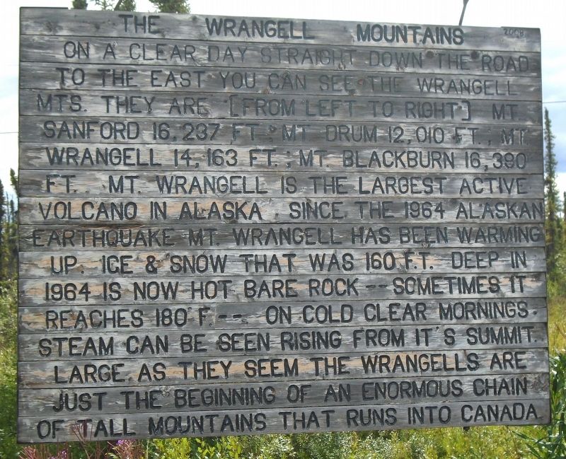 The Wrangell Mountains Marker. Click for full size. The Wrangell Mountains Marker image. Click for full size.