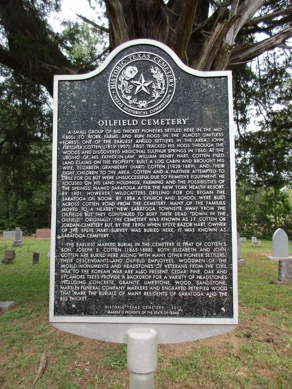 Oilfield Cemetery Marker image. Click for full size.