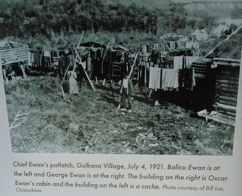 Chief Ewan's potlatch, Gulkana Village, July 4, 1921, Photo on Marker image. Click for full size.