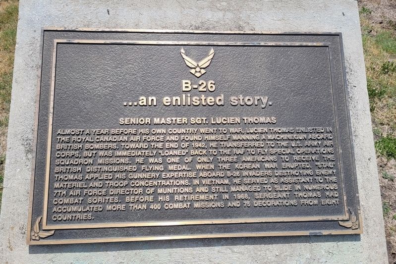 Senior Master Sgt. Lucien Thomas Marker. Click for full size. Senior Master Sgt. Lucien Thomas Marker image. Click for full size.