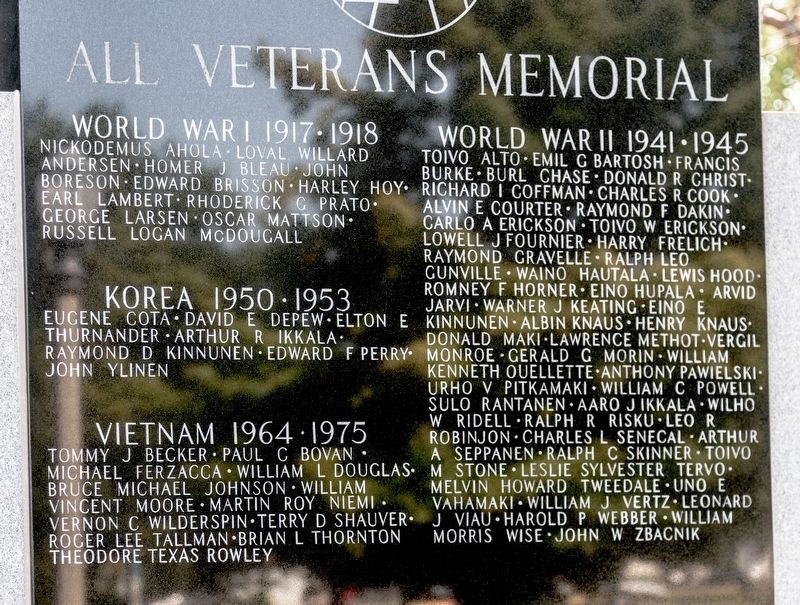 Alger County All Veterans Memorial image. Click for full size.