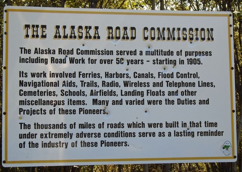 The Alaska Road Commission Marker image. Click for full size.