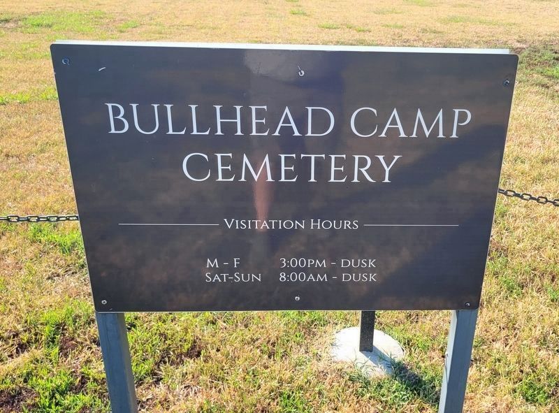 Bullhead Camp Cemetery Marker - reverse side. Click for full size. Bullhead Camp Cemetery Marker - reverse side image. Click for full size.