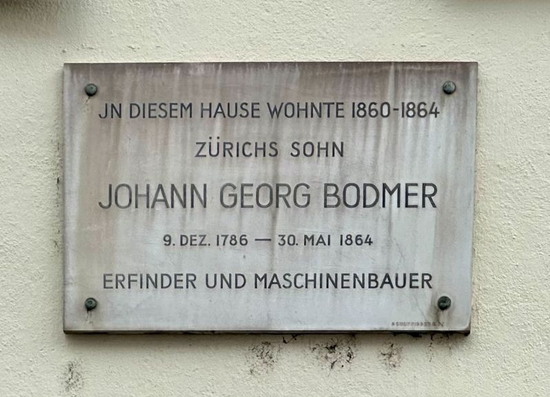 Johann Georg Bodmer Marker. Click for full size. Johann Georg Bodmer Marker image. Click for full size.