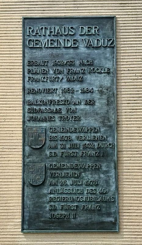Rathaus der Gemeinde Vaduz / Vaduz City Hall Marker image. Click for full size.