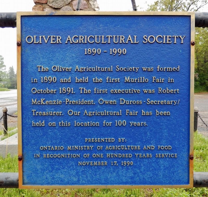 Oliver Agricultural Society Marker image. Click for full size.