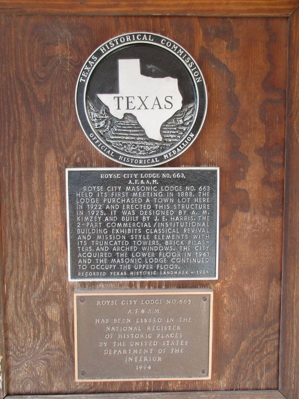 Royse City Lodge No. 663 A.F. & A.M. Marker image. Click for full size.