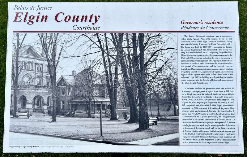 Elgin County Courthouse/ Palais de Justice Elgin County Marker image. Click for full size.