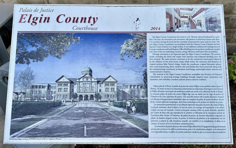 Elgin County Courthouse/ Palais de Justice Elgin County Marker. Click for full size. Elgin County Courthouse/ Palais de Justice Elgin County Marker image. Click for full size.