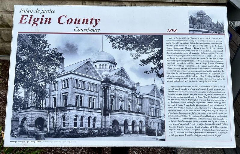 Elgin County Courthouse/ Palais de Justice Elgin County Marker image. Click for full size.