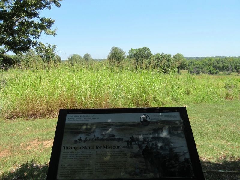 Taking a Stand for Missouri Marker Looking out over the Battlefield image. Click for full size.