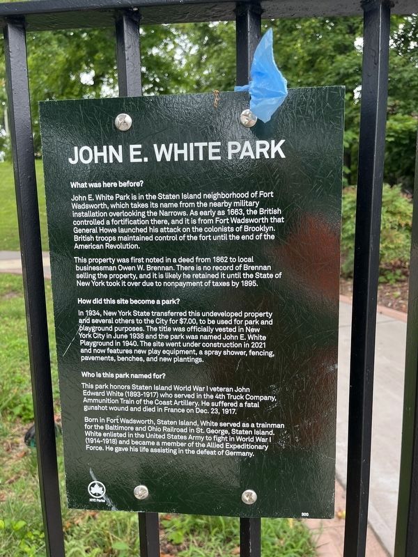 John E. White Park Marker image. Click for full size.