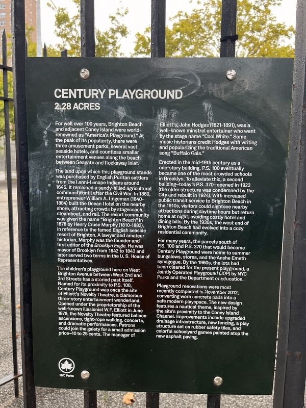 Century Playground Marker. Click for full size. Century Playground Marker image. Click for full size.