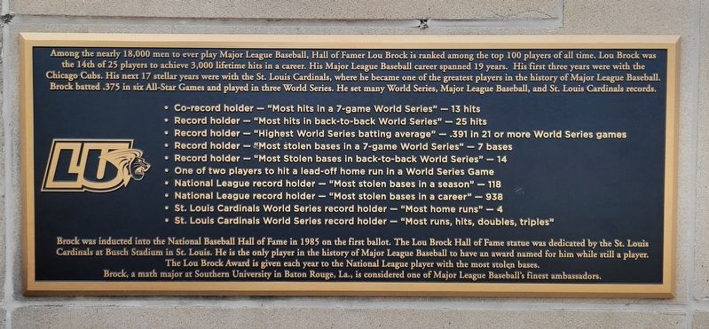 Lou Brock Marker image. Click for full size.