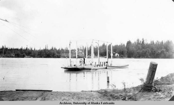 McCarty Ferry Across Tanana River - Rika's Roadhouse Visible in Background. Click for full size. McCarty Ferry Across Tanana River - Rika's Roadhouse Visible in Background image. Click for full size.