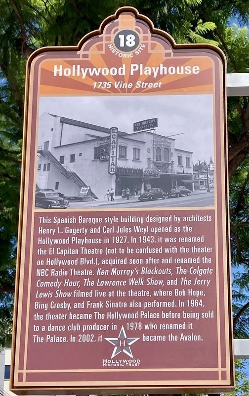 Hollywood Playhouse Marker. Click for full size. Hollywood Playhouse Marker image. Click for full size.