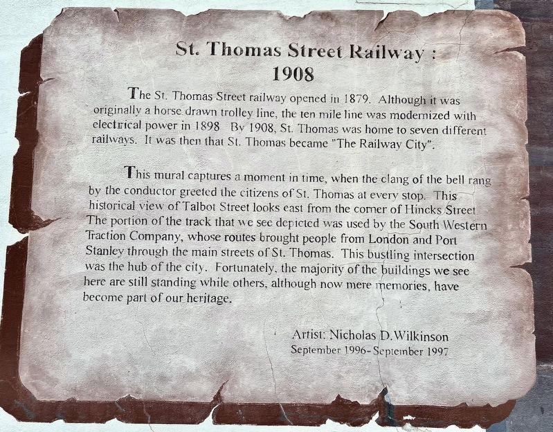 St. Thomas Street Railway: 1908 Marker image. Click for full size.