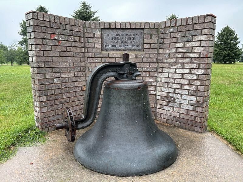 Bell of church destroyed in 1998 tornado image. Click for full size.