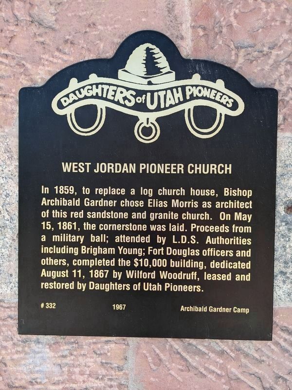 West Jordan Pioneer Church Marker image. Click for full size.