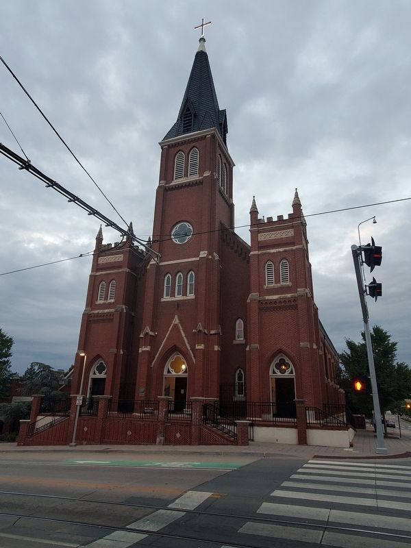 St. Joseph's Church Marker is to the right of the main sanctuary entrance. Click for full size. St. Joseph's Church Marker is to the right of the main sanctuary entrance image. Click for full size.