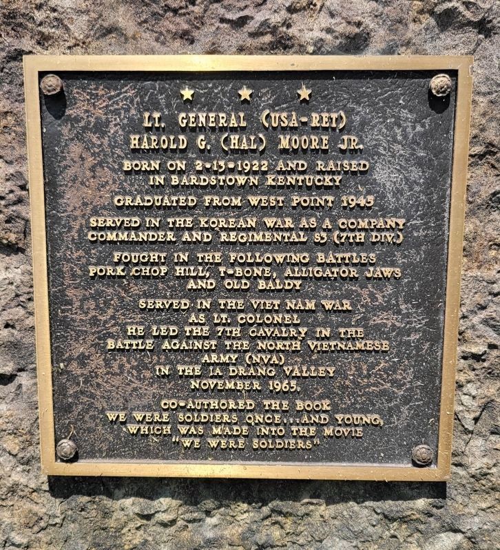 Lt. General Harold G. Moore Jr. Marker. Click for full size. Lt. General Harold G. Moore Jr. Marker image. Click for full size.