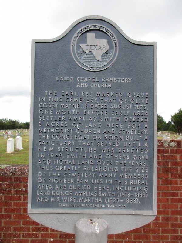 Union Chapel Cemetery and Church Marker. Click for full size. Union Chapel Cemetery and Church Marker image. Click for full size.