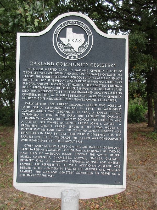 Oakland Community Cemetery Marker. Click for full size. Oakland Community Cemetery Marker image. Click for full size.