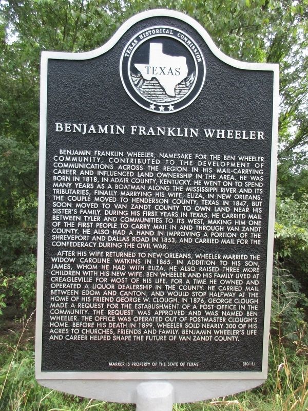 Benjamin Franklin Wheeler Marker image. Click for full size.