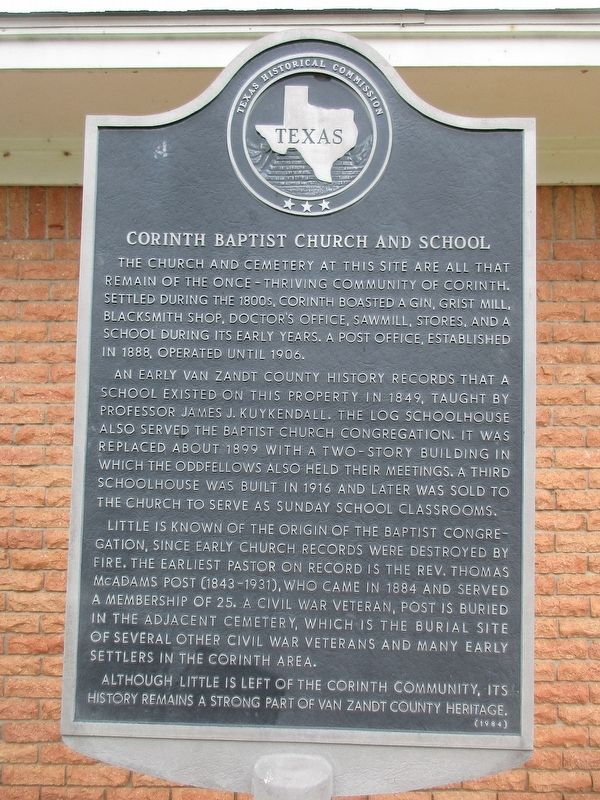 Corinth Baptist Church and School Marker. Click for full size. Corinth Baptist Church and School Marker image. Click for full size.