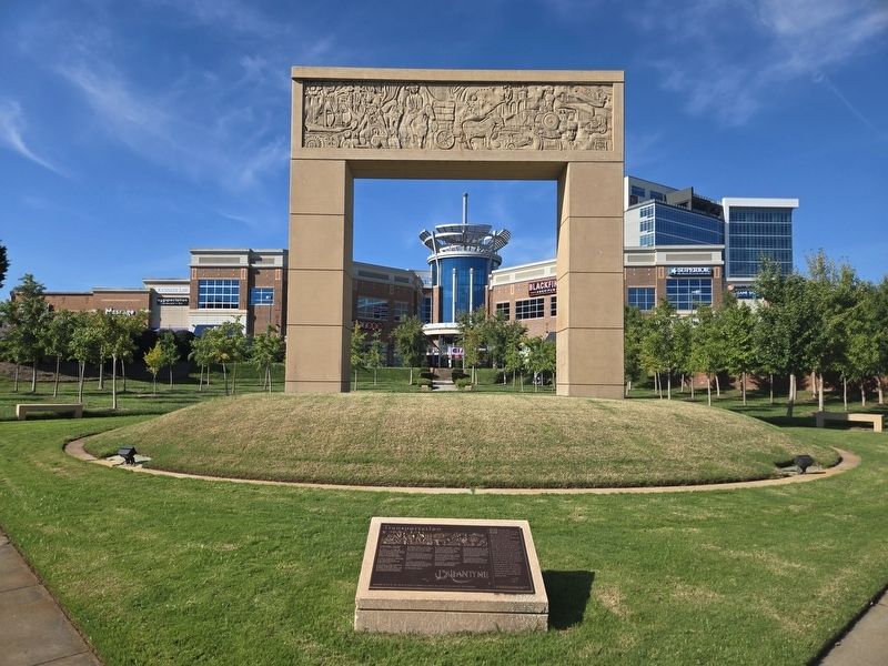 Transportation Marker and sculpture. Ballantyne Village is in the background. Click for full size. Transportation Marker and sculpture. Ballantyne Village is in the background image. Click for full size.
