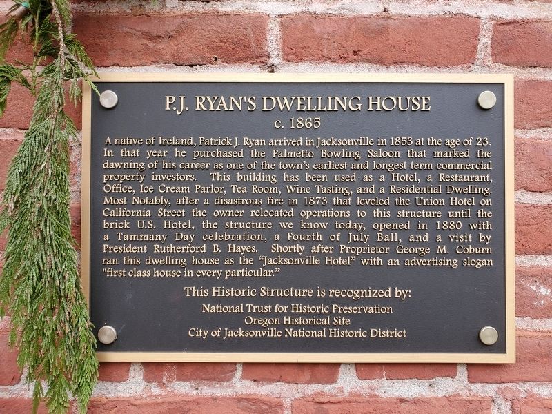 P.J. Ryan's Dwelling House Marker image. Click for full size.