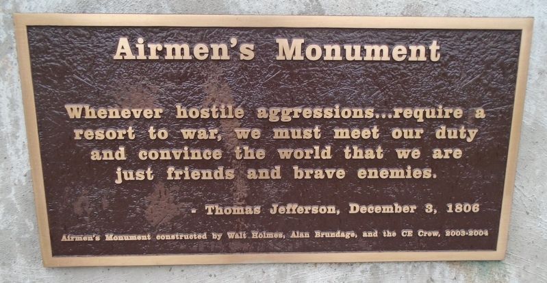 Airmen's Monument Jefferson Quote. Click for full size. Airmen's Monument Jefferson Quote image. Click for full size.