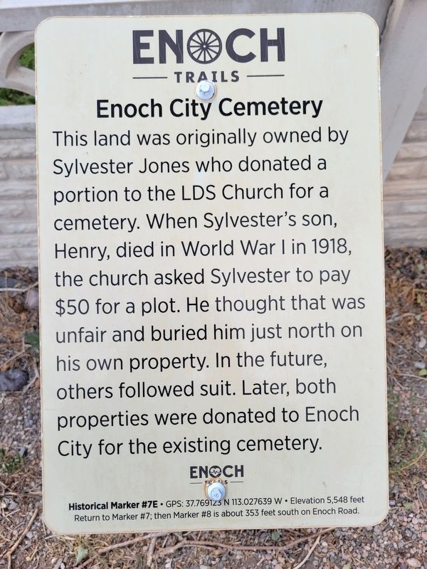 Enoch City Cemetery Marker image. Click for full size.