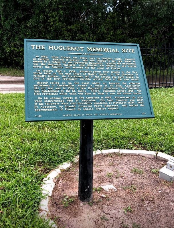 The Huguenot Memorial Site Marker (refurbished). Click for full size. The Huguenot Memorial Site Marker (refurbished) image. Click for full size.