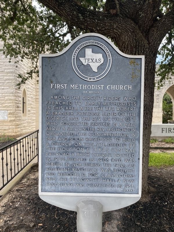 First Methodist Church of Bryan Marker. Click for full size. First Methodist Church of Bryan Marker image. Click for full size.