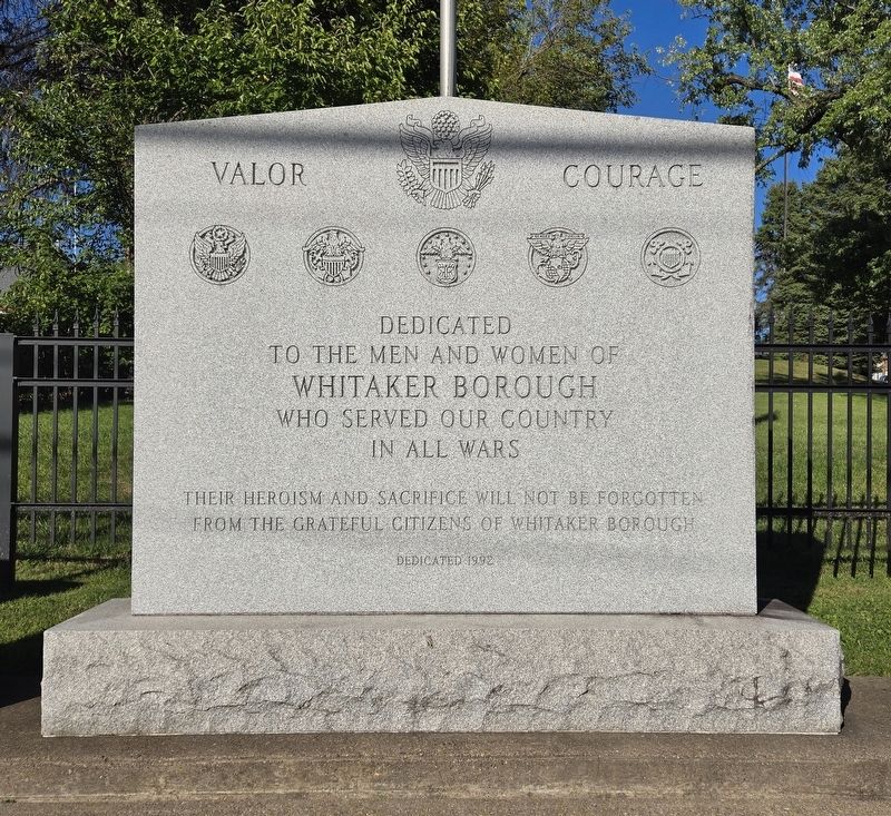Whitaker Borough Veterans Memorial. Click for full size. Whitaker Borough Veterans Memorial image. Click for full size.