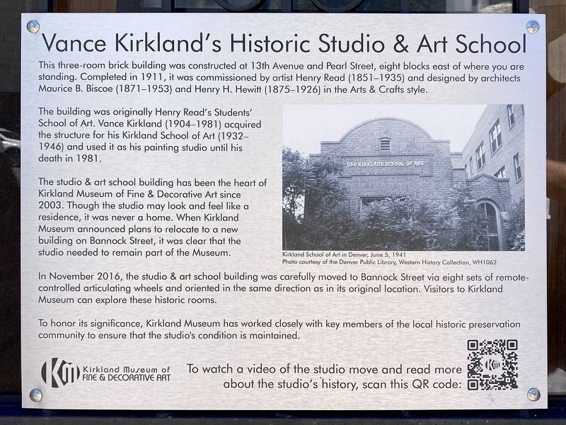 Kirkland’s Studio Marker. Click for full size. Kirkland’s Studio Marker image. Click for full size.