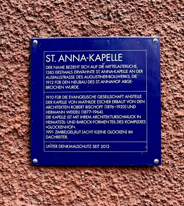 St. Anna-Kapelle / St. Anna Chapel Marker. Click for full size. St. Anna-Kapelle / St. Anna Chapel Marker image. Click for full size.