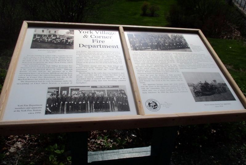 York Village & Corner Fire Department wayside image. Click for full size.