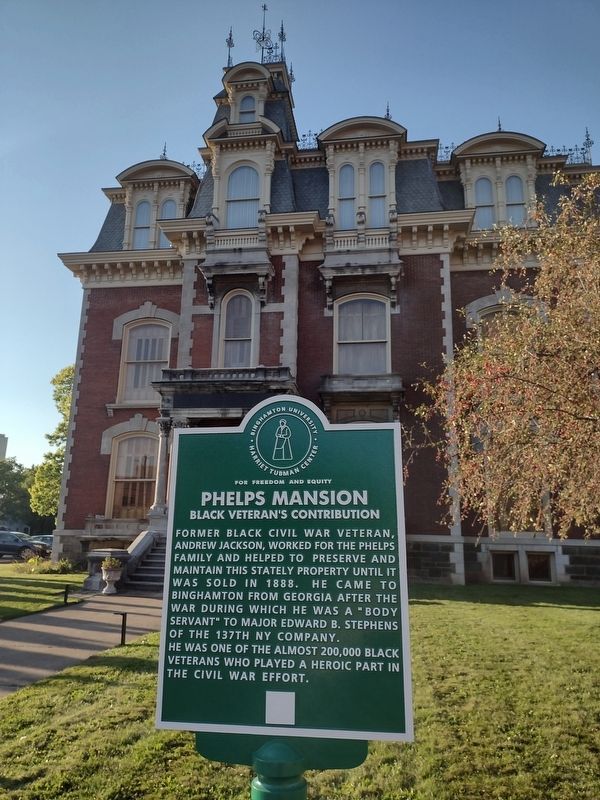 Phelps Mansion Black Veteran's Contribution Marker. Click for full size. Phelps Mansion Black Veteran's Contribution Marker image. Click for full size.