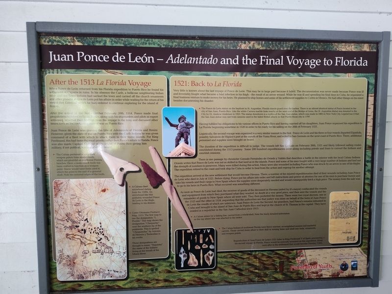 Juan Ponce de León - Adelantado and the Final Voyage to Florida Marker. Click for full size. Juan Ponce de León - Adelantado and the Final Voyage to Florida Marker image. Click for full size.