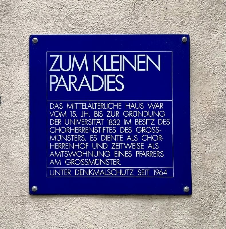 Zum Kleinen Paradies Marker. Click for full size. Zum Kleinen Paradies Marker image. Click for full size.