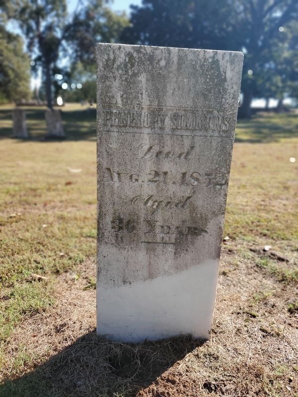 Gravestone of Penelopy Simmons, the earliest extant gravestone at Augusta Memorial Park. Click for full size. Gravestone of Penelopy Simmons, the earliest extant gravestone at Augusta Memorial Park image. Click for full size.