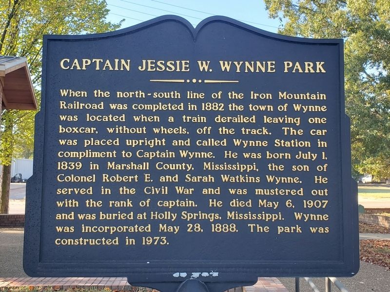Captain Jesse W. Wynne Park Marker. Click for full size. Captain Jesse W. Wynne Park Marker image. Click for full size.