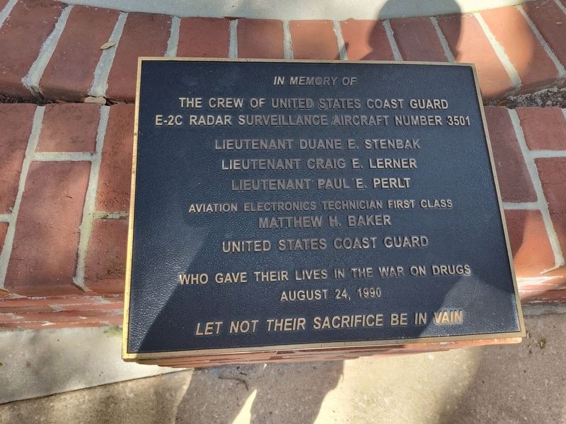 In Memory of The Crew of United States Coast Guard E-2C Radar Surveillance Aircraft Number 3501 Marker image. Click for full size.