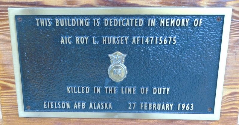 Roy L. Hursey Gate Dedication Marker. Click for full size. Roy L. Hursey Gate Dedication Marker image. Click for full size.
